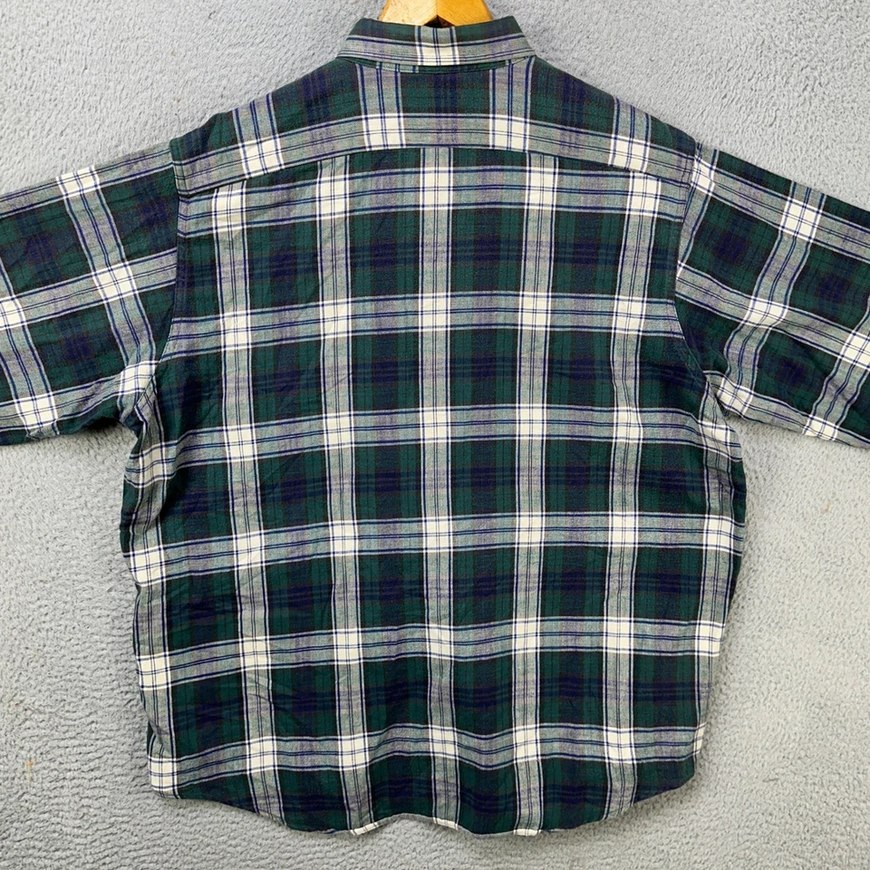 ВИНТАЖНЫЙ L.L. Рубашка фланелевая на пуговицах мужская XL синяя клетчатый карман сделано в США - Изображение 2 из 4