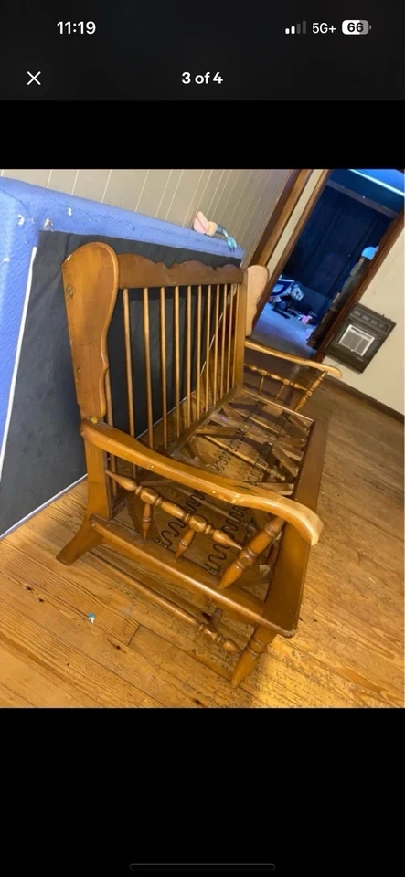 Sofá sofá antiguo americano antiguo de arce macizo/cerezo husillo Foto 4 de 4