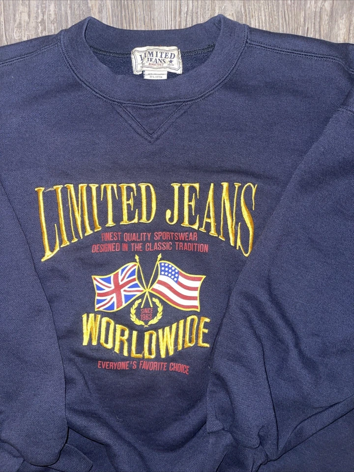 VTG 90s Limited Jeans Women Size Large Embroidered Sweater Crewneck - Изображение 2 из 3