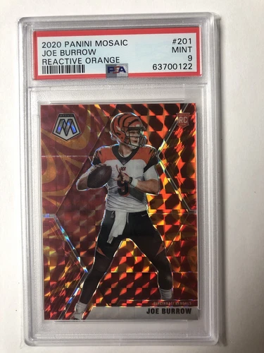 2020 Panini Mosaic - Rookies Joe Burrow #201 Reactive Orange Prizm (RC) - PSA 9
