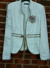 Vila Clothes White /ivory Cotton Bland Art Jacket Size L