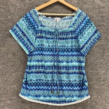 Rebecca Malone T-Shirt Womens L Blue Paisley ...