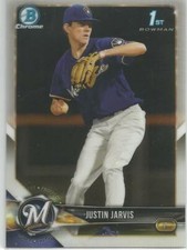 Justin Jarvis Milwaukee Brewers 2018 Bowman Chrome Draft 1st Bowman Card