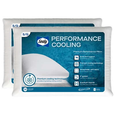 Sealy Cooling Performance Bed Pillow, Jumbo, White- 2-Pack Extra Firm, Moisture