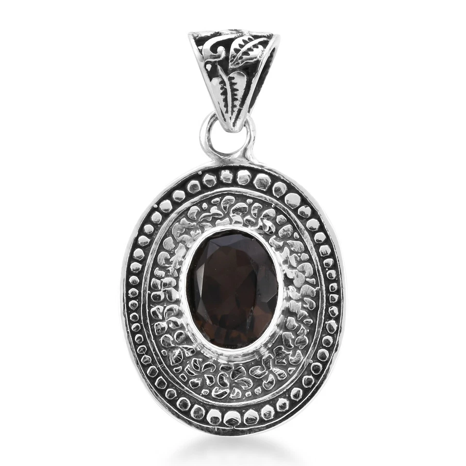 Pendant Smoky Quartz Oval 925 Silver 1.70 CARATS genuine gemstone - Image 2 of 4