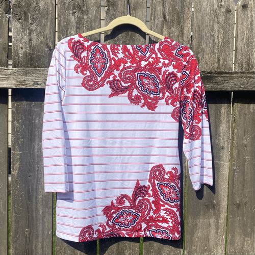 Charter Club Nylon Striped Paisley Boatneck Top | XS - Picture 5 of 5