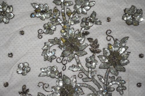 Vintage indische Hochzeit Taschentuch Netz Dupatta Schal Perlen Stickerei Schleier Stola L" - Bild 4 von 5