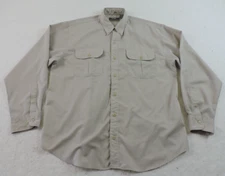 Eastern Mountain Sports Mens Large Long Sleeve Button Shirt Pleated Pockets