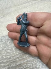 Marx Vintage 1950 s Alamo Mexican Soldier Blue Attacking w/Rifle Shako Hat Broke