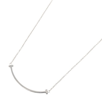 ★Tiffany&Co★ T Smile Pendant Small necklace White gold TIFFANY&CO T Smile Small Necklace Pendant 18KWG White Gold