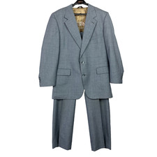 Vintage 1980s Bill Blass Dark Gray Blazer Suit Coat Pants Size 42 x 29