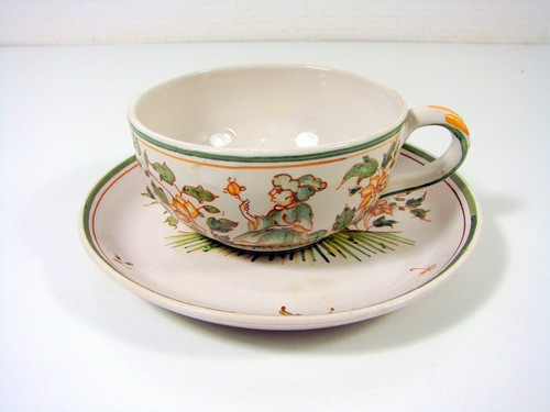 Tasse Sous-tasse Faïence Malicorne Décor Moustiers au Chinois par Emile Tessier5