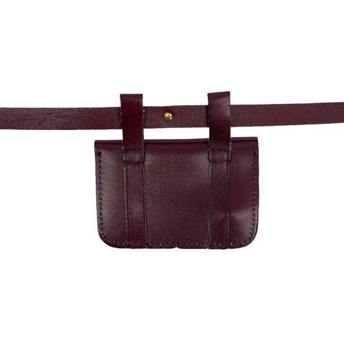 Vintage 70s ETIENNE AIGER Leather Brass Studded Belt Card Case Belt Bag OXBLOOD - Picture 6 of 22