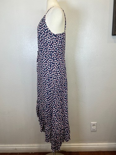 RAILS Frida Pink Poms Floral Spaghetti Strap Ruffle Button Front Midi Dress M - Picture 5 of 8
