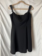 City Triangles Little Black Dress XL Short Strappy Rhinestones A-line Pockets!