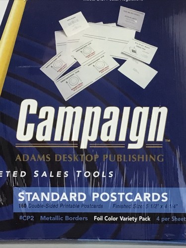 Campaign 160 Double Sided Printable Standard Postcards. Metallic Color Variety - Picture 2 of 6
