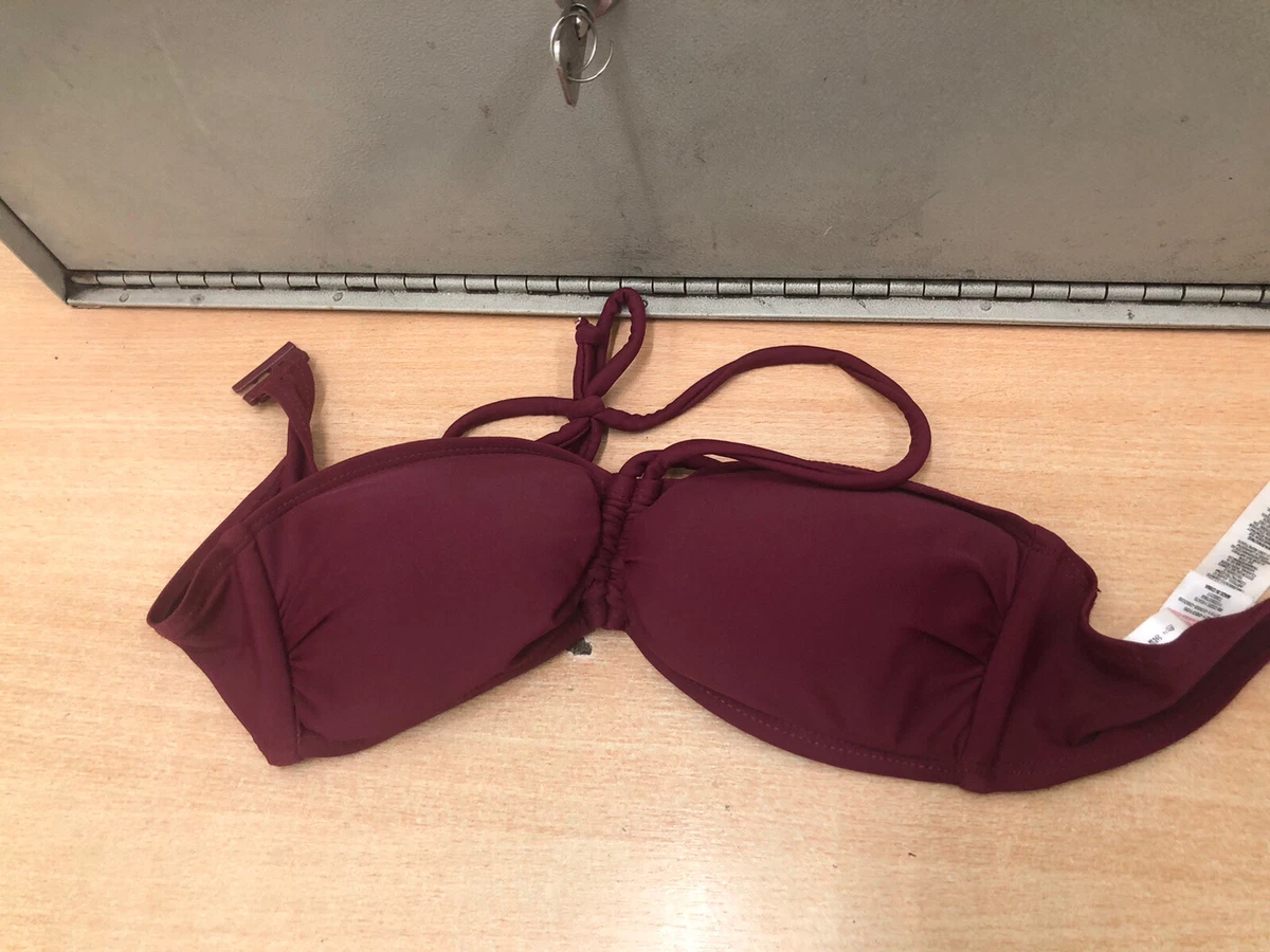 Primark Maroon Halter Neck Lighly Padded Non Wired Bandeu Bikini