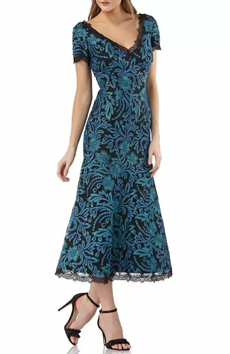 JS COLLECTIONS EMBROIDERED MESH DRESS sz 8 eBay