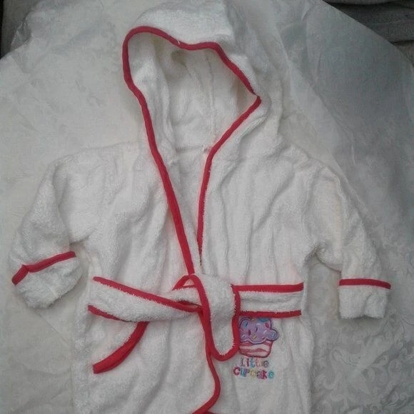 BabyKiss Bebé Niña Algodón Albornoz y Botines Conjunto Talla 0-9M Blanco Rosa Lil Cupcake Foto 2 de 4