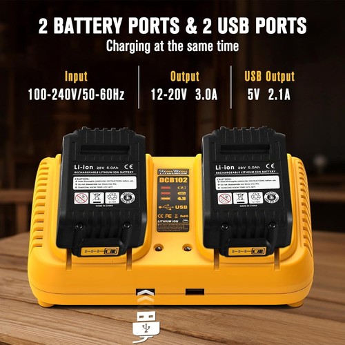Battery Charger Replacement Compatible with Dewalt 12V-20V MAX Lithium Battery, - Picture 2 of 8