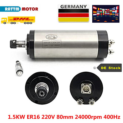 〖DE〗 1.5KW 220V Water Wassergekühlter Spindel Motor 24000rpm 400hz 4bearing ER16
