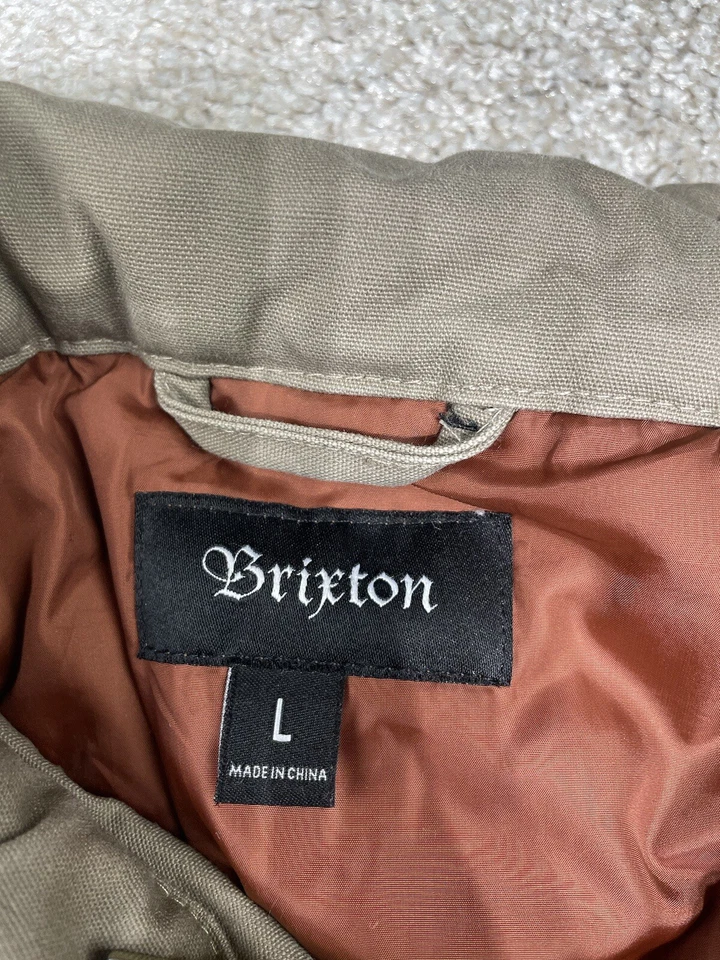 Brixton Chore Jacket Mens Large Quilted Lined Detroit Style Beige Canvas - Image 3 of 4