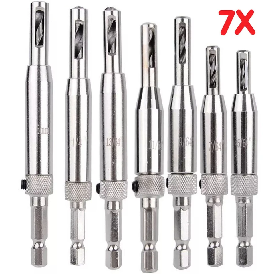 MARKENLOS 7x Bohrer Zentrierbohrer Scharnierbohrer Selbstzentrierende Set für Holzfenster