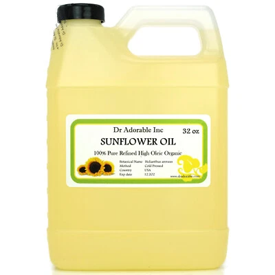 DR ADORABLE SUNFLOWER OIL REFINED BY DR.ADORABLE ORGANIC 100%PURE COLD PRESSED 2oz-UP TO 7LB