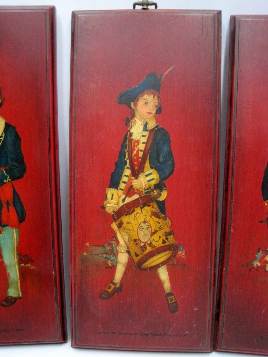 Set 3-Yorkcraft? Wooden Wall Paintings Revolutionary/1812/Civil