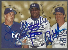 1999 Fleer SI #67 Jeremy Giambi Dermal Dee Brown Chris Hatcher IP signed card