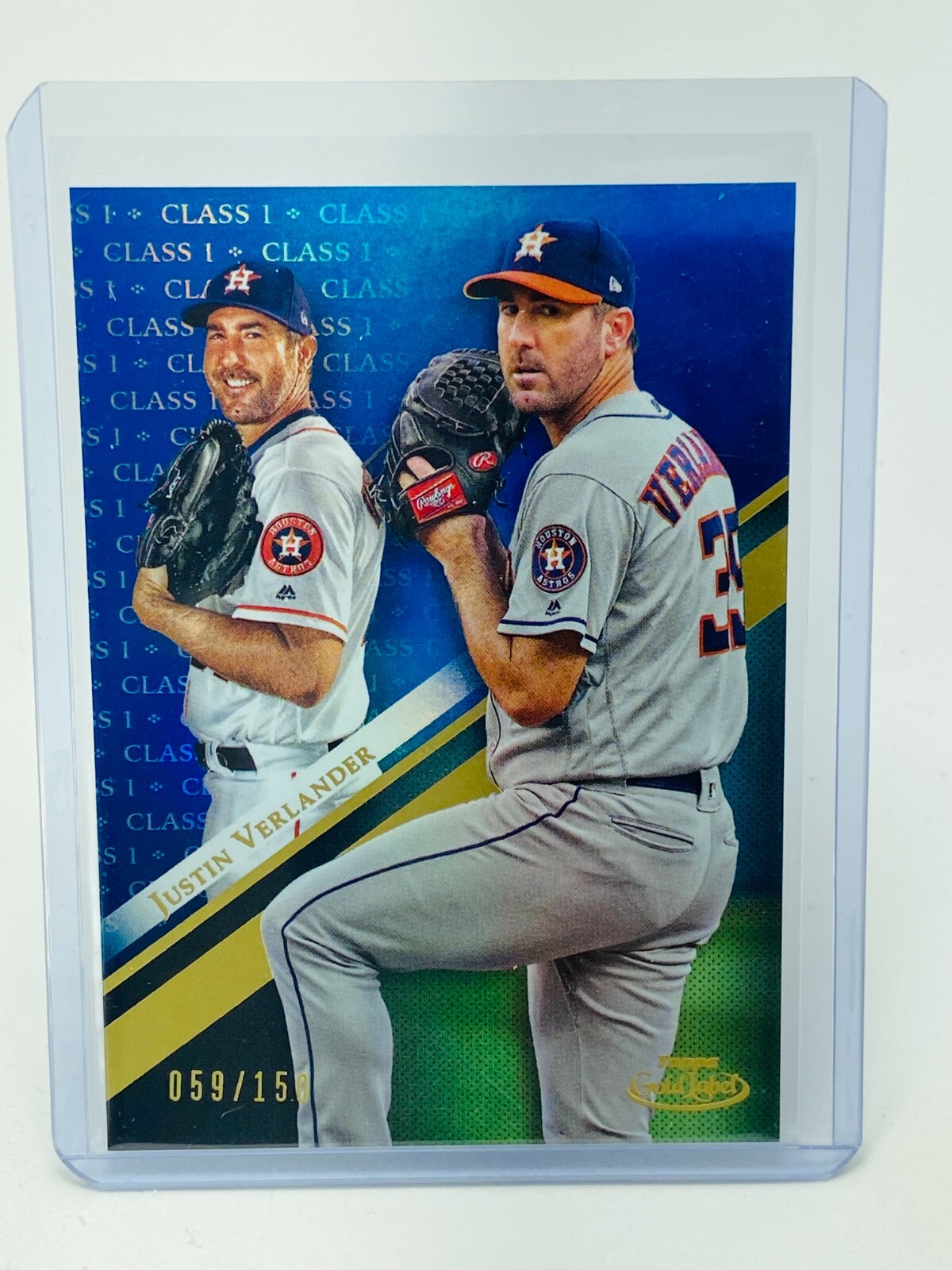 2019 Topps Gold Label Justin Verlander #25 Class 1 Blue Parallel /150