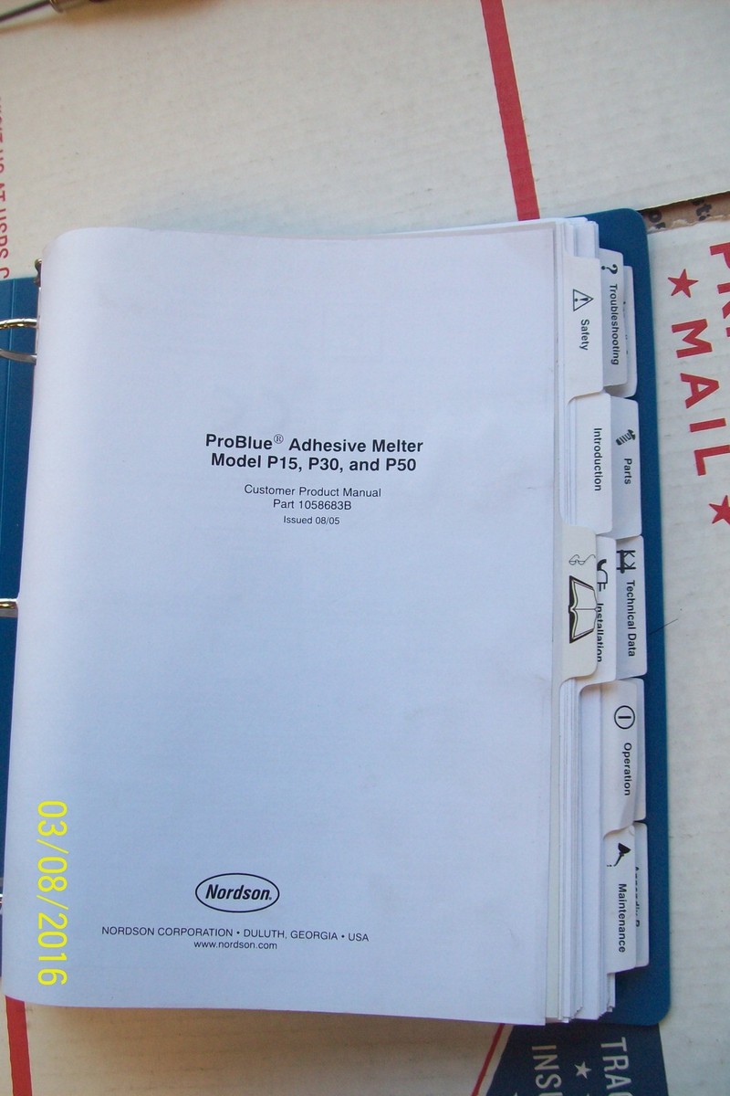 NORDSON PRODUCT MANUAL PROBLUE ADHESIVE MELTER MODEL P15, P30