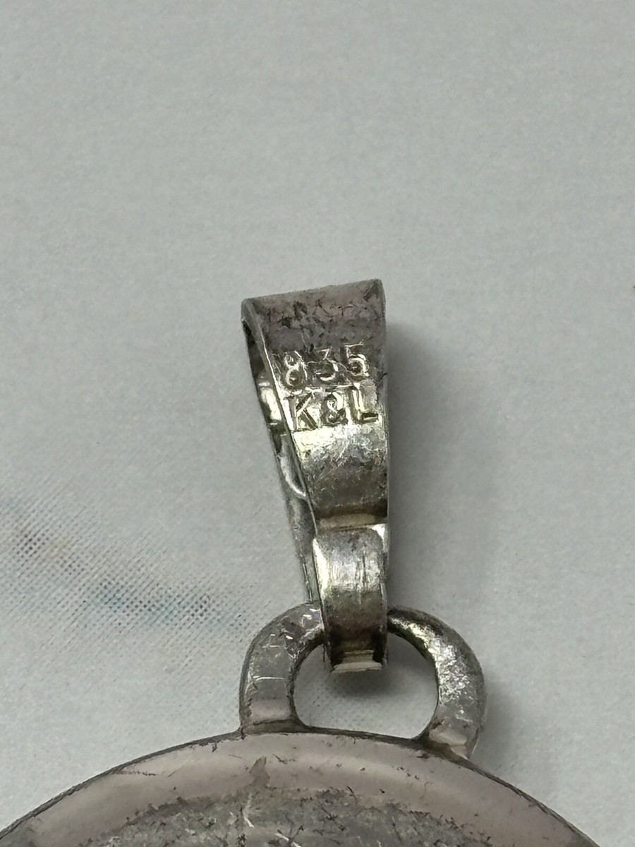 Vintage German 835 Silver Oval Locket W/photos Signed K&L Vintage German 835 Silver Oval Locket W/photos Signed K&L