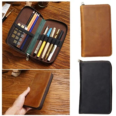 MARKENLOS Vintage Leder Federmappe Federtasche Federmäppchen Schlampermäppchen Stiftebox