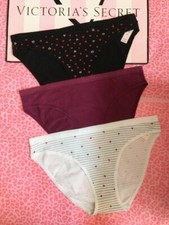 NWT Victorias Secret Cotton Bikini VS Logo Waistband Panties -LOT OF 3- Medium M