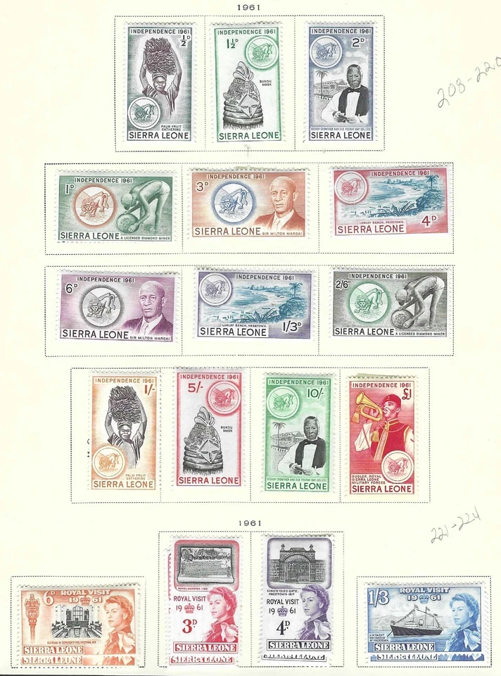 SIERRA LEONA 1956-1961 DOS JUEGOS COMPLETOS A LOS 11 VALORES MÁS TONO DE COLOR DE 10 Foto 2 de 2