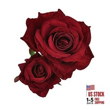 Rose Flower Hair Clip 3D Red Roses Flower Hair Accessories Comb Piece for