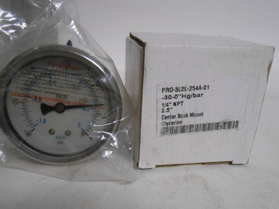 #ad Pic Gauges Pro 302l 254a 01 Industrial Pressure 2.5quot; Gauge 30 0 Hg bar 1 4quot; $26.95