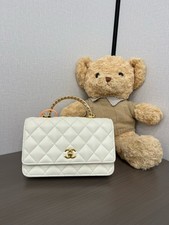 Chanel Small Wallet On Chain WOC w/Cutout Metal Top Handle Leather [Duties Paid]