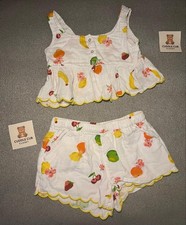Girls 6/7 Fruit Print 2 Piece Set Ruffle Tank Shorts Soft Summer Outfit