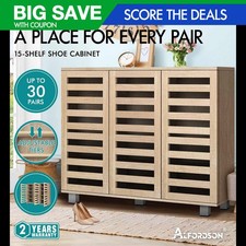 ALFORDSON Shoe Cabinet Storage Rack Organiser Adjustable Shelf 30 Pairs Wood