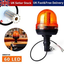 LED Beacon Warning Flashing Rotating Amber Flexible DIN Pole Tractor Light 24v .