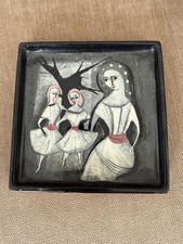 Polia Pillin Studio Art Pottery Square Trinket Tray With Ballerinas
