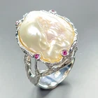 Antique Art Natural Baroque Pearl Ring 925 Sterling Silver Size 7.5 /R462201