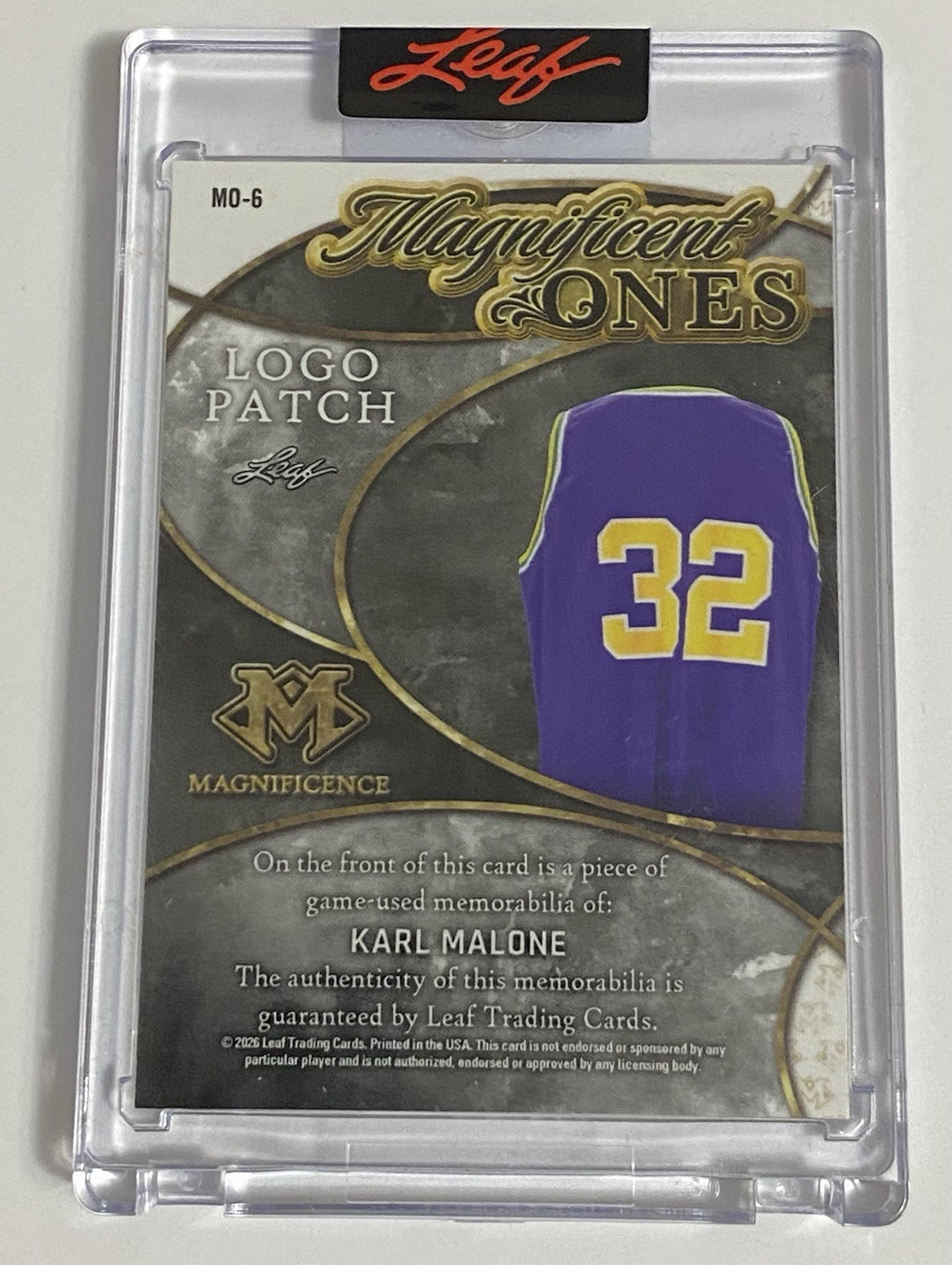 2026 Leaf Magnificence Karl Malone Game Used LOGOMAN Patch Gold #1/1 🔥 🔥 view 2