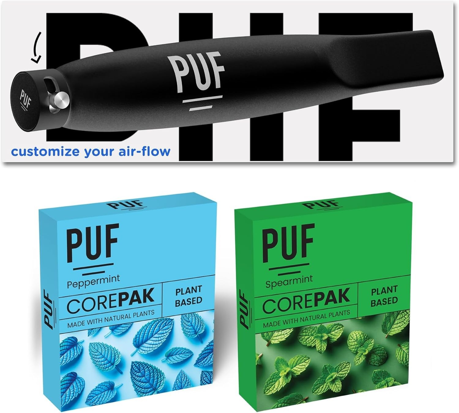 PUF Multi-Flavor Air Cores – Adjustable Airflow Jet-Black Eddition 8 Cores Total