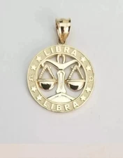 Stunning Without Stone Libra Zodiac Sign Round Pendant In 14k Yellow Gold Plated
