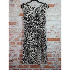 Anne Klein Dress Womens 6 Black White Animal Print Quiet Luxury Flowy