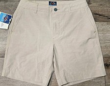 NWT Faherty Shorts Men's 29 Khaki All Day Flat Front Performance Chino Belt Loop