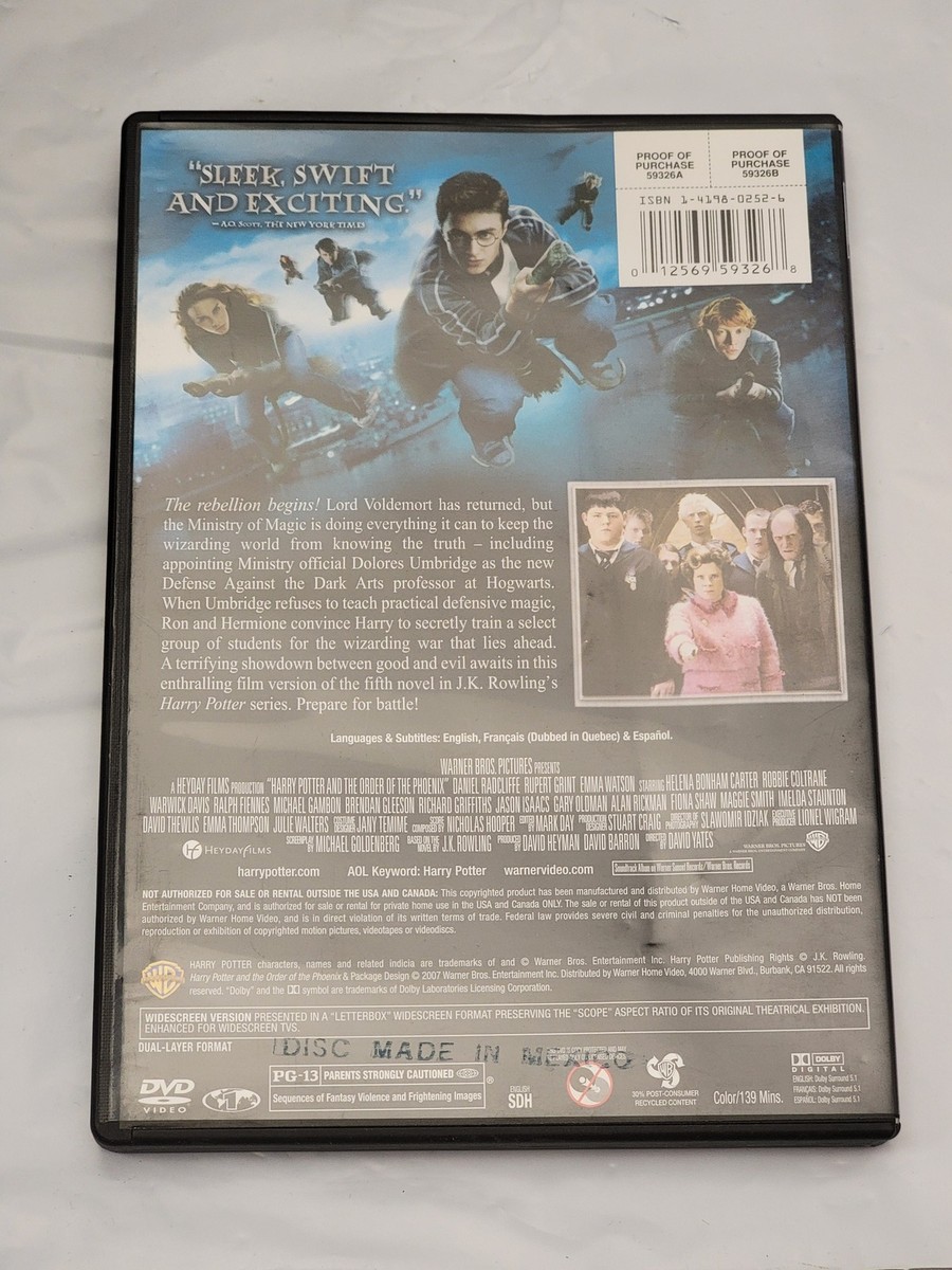 Harry Potter and the Order of the Phoenix DVD Widescreen Edition